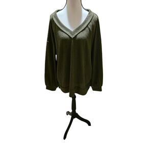 Andree by Unit Olive Stretch Knit Top – Soft Short Sleeve – S